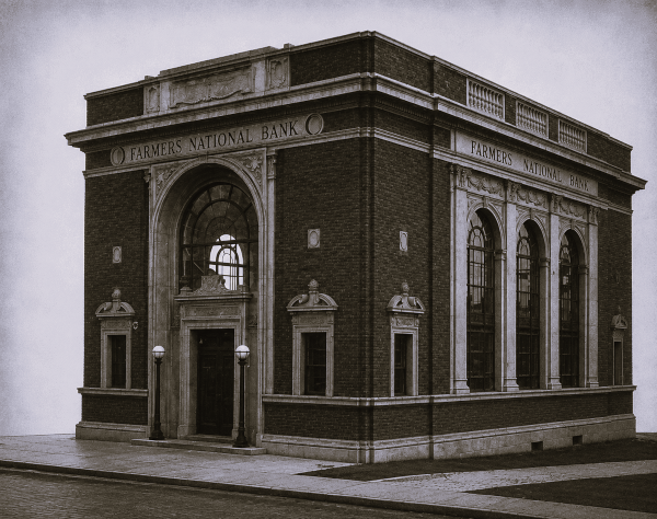 Historic photograph of the Farmers National Bank building in Pennsburg